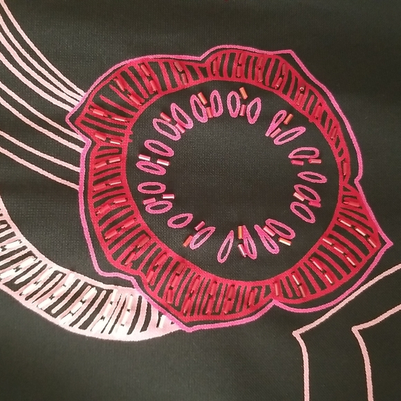 New York & Company Blk/Pink/ Red Knit Skirt with Beaded Detailing - Picture 5 of 6